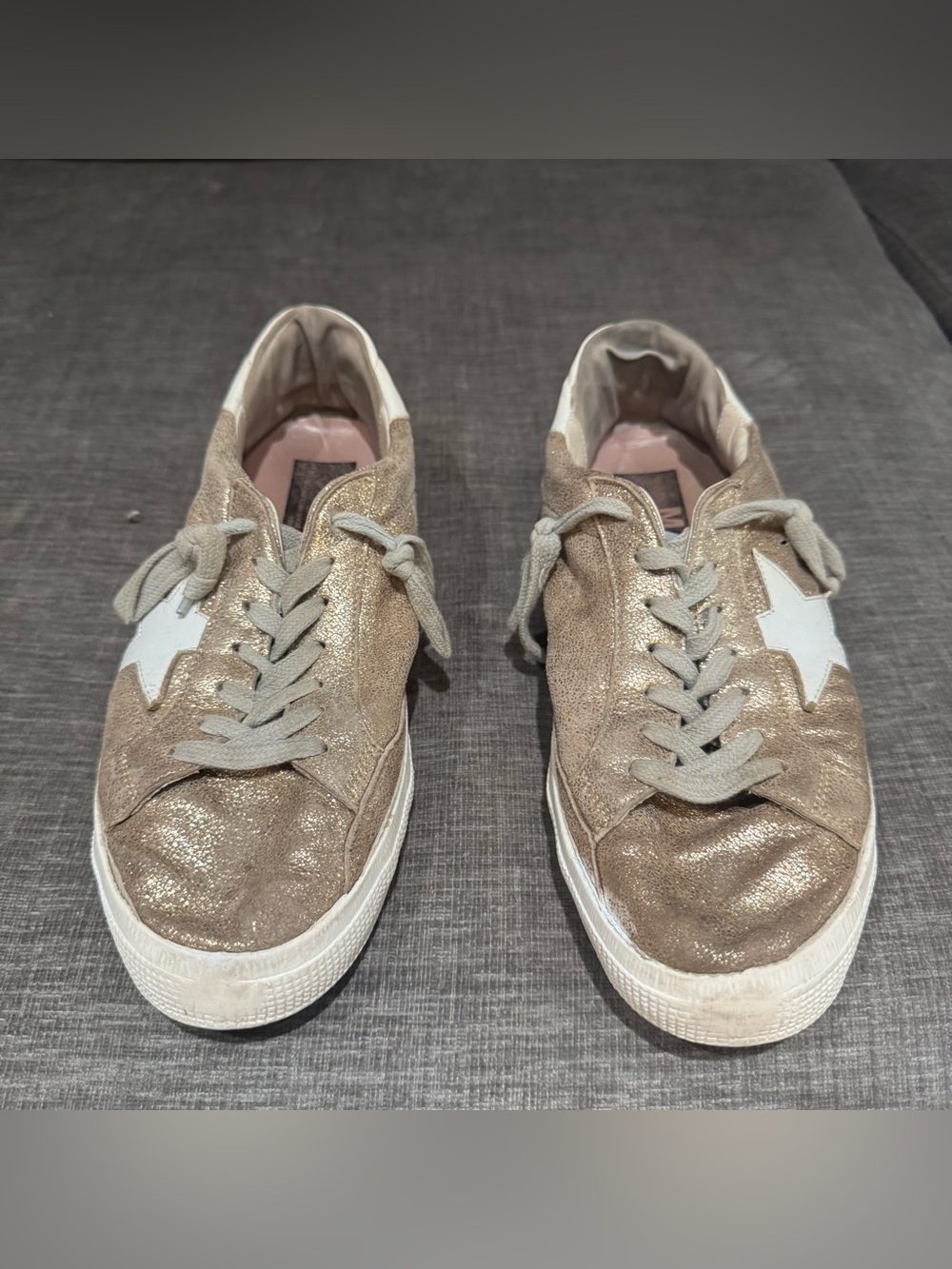 Golden Goose Super-Star Metallic Gold Leather Sneakers Size 39